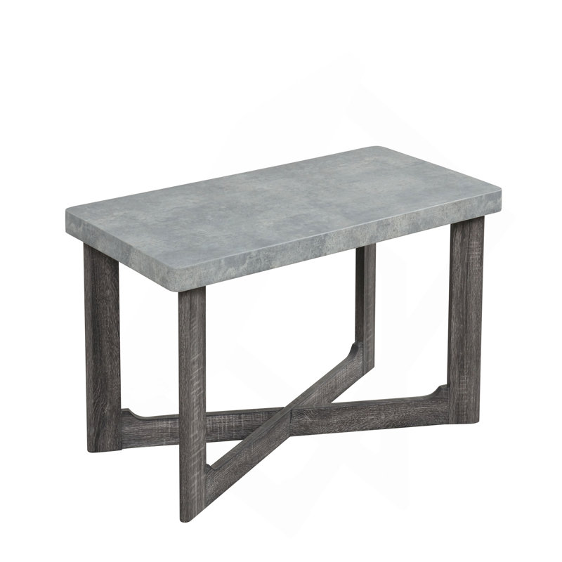 3PC Coffee Table Set Rectangular Shape Coffee Table and 2 Square Shape End Tables Stylized Cross-Leg Design Contemporary Style Gray