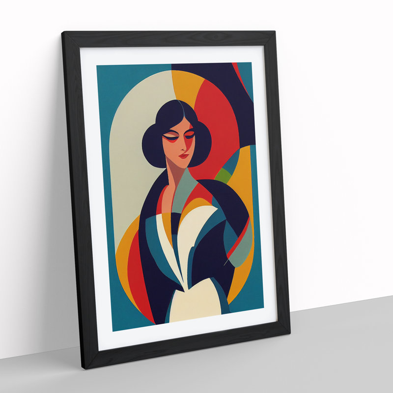 Abstract Woman Portrait No.3 - Single Picture Frame Print, Black Framed, 64cm H x 46cm W x 2cm D