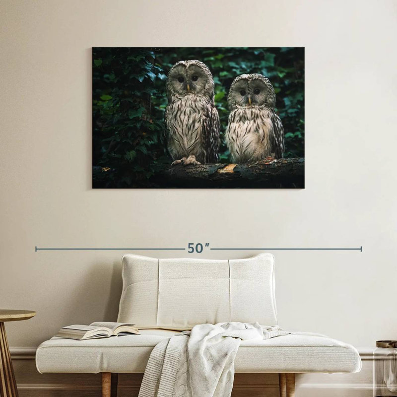 Brampt Owls On A Branch, 26" H x 39" W