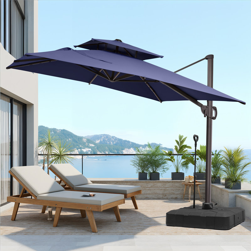 Parasol rectangulaire en porte-à-faux 128 po avec base Easy-Move | Mobilité d'une personne, Marine