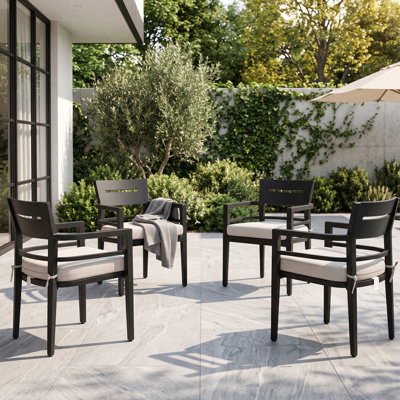 Ensemble de 4 chaises de salle à manger d'extérieur à structure en aluminium avec coussins Sunbrella