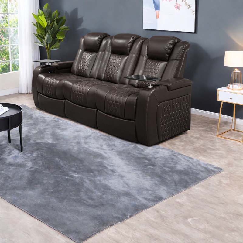 Fauteuil inclinable électrique moderne, cuir fleur, fonctions réglables et intelligentes