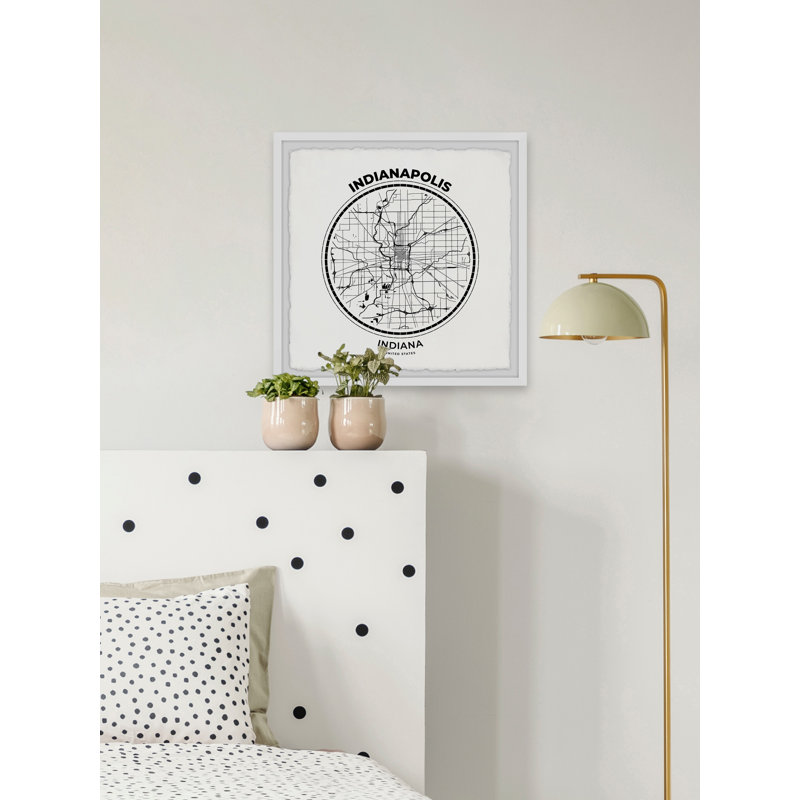 Indianapolis Outline Map - cadre photo, impression d'art textuel sur papier, H 32 po x l 32 po x P 1,5 po
