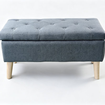 32" Wide Storage Ottoman Bench with Built-in Tray