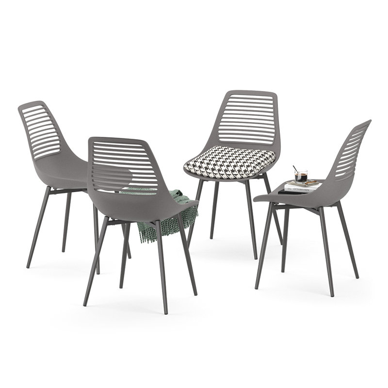 Outdoor Patio Dining Side Chair, Grey/Brown