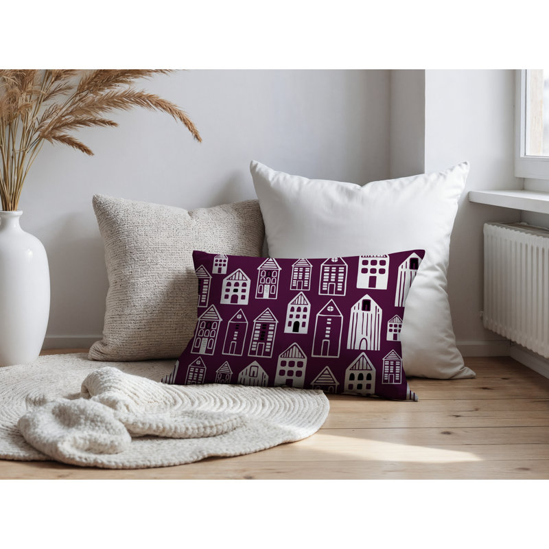 Oreiller rectangulaire réversible intérieur / extérieur Kito, Rectangle H 14 po x l 20 po, Mauve