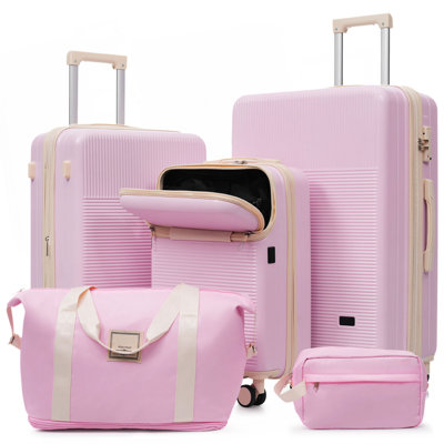 Luggage Sets 5 Piece with Half-opening, Hardside Carry On Suitcase Set, Lightweight Travel Luggage with USB Port,TSA Locks