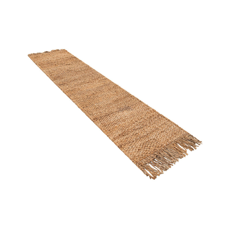 Tapis brun clair en jute / sisal tissé à la main Haleakal, Tan, Runner 2'7" x 12'