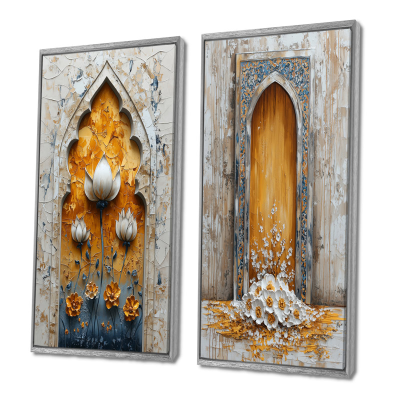 Ensemble de 2 pièces d'art mural d'Irlande, Turquie, H 28 po x l 24 po, Encadrement argenté