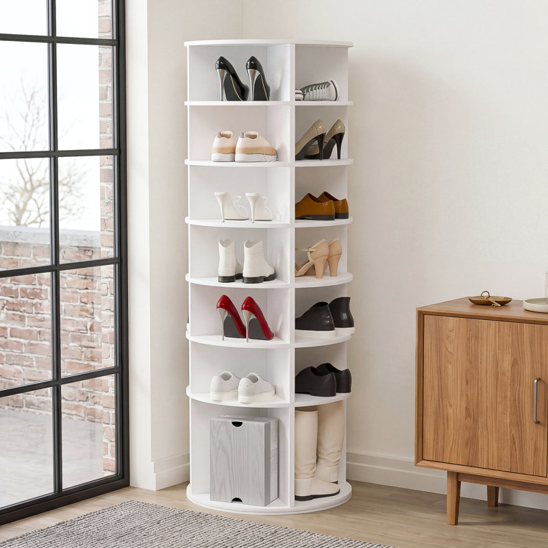 Mordern Rotating Shoe Rack Tower, Free Standing 360° Revolving Shoe Storage Rack, for entryway, living room, dressing room