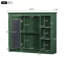 Armoire de rangement murale avec miroir, 6 tablettes ouvertes, panneau de fibres à densité moyenne durable, design moderne pour des salles de bain bien rangées et élégantes-1292380566