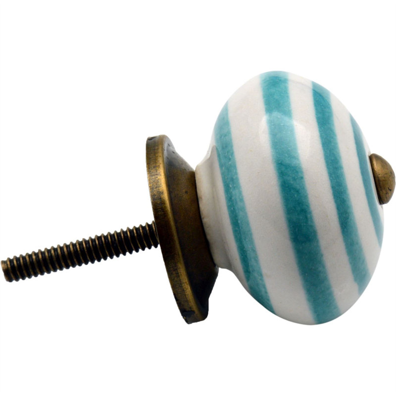 Nicola Spring - Round Ceramic Cabinet Knobs, Turquoise