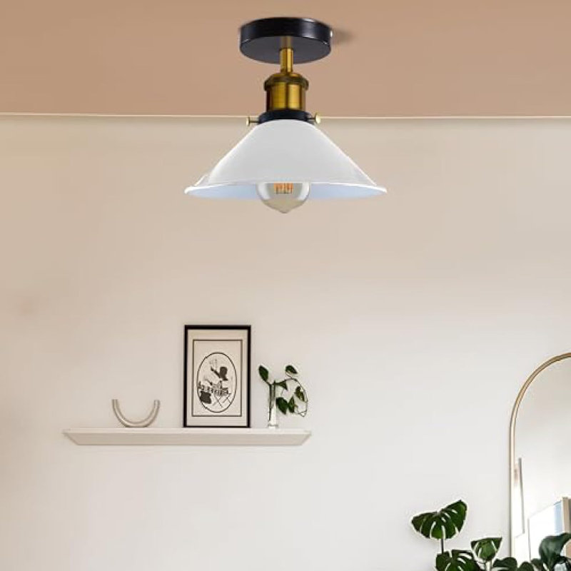 Denzel Semi Flush Mount, White