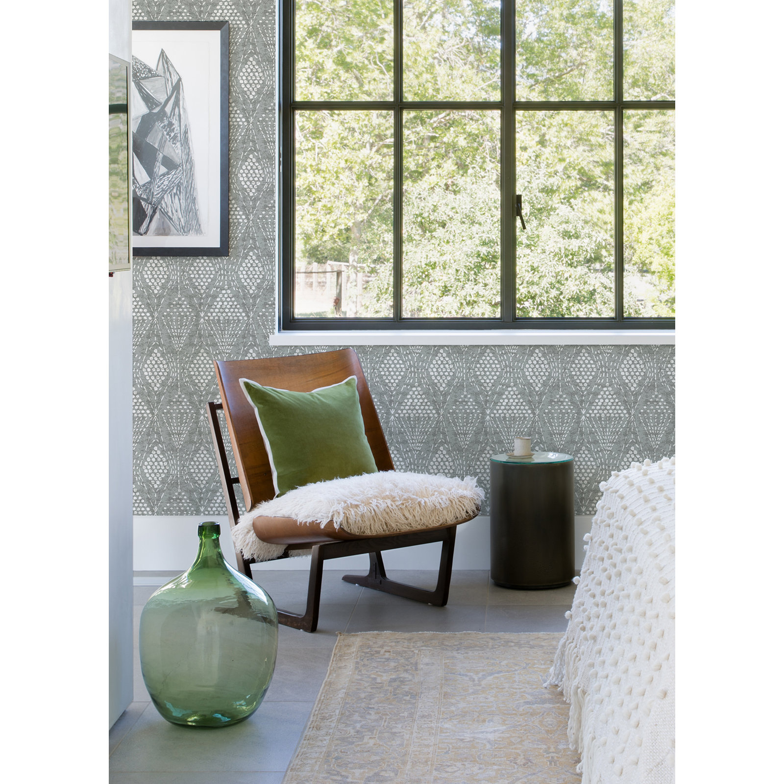 Aveta Geometric Wallpaper, Gray