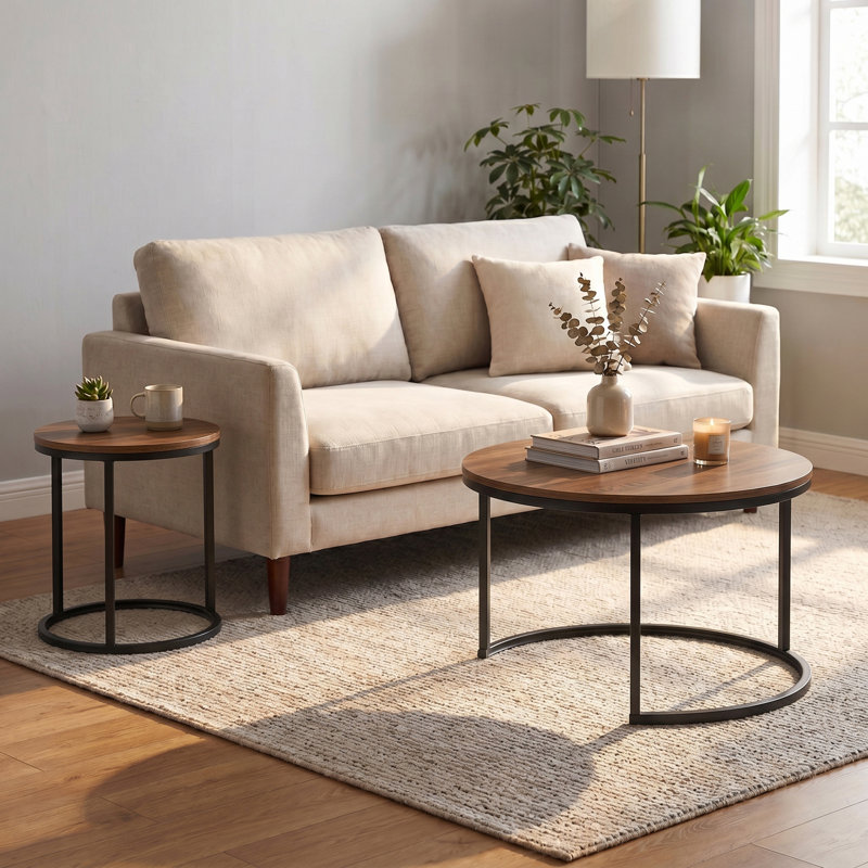 Table basse gigogne Hadee, Noyer, Noir, noir, noir, noir