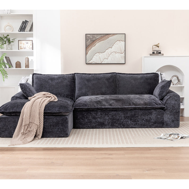 Canapé modulaire 103 po avec méridienne en forme de L, canapé modulaire désossé grand et modulaire de 103 po pour le salon, aucun assemblage requis