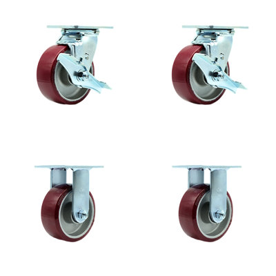 Ensemble de 4 roulettes en polyuréthane sur aluminium 4 pièces