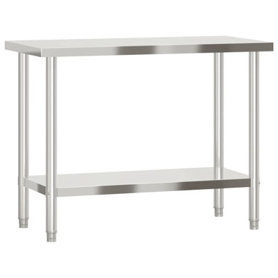 VidaXL Stainless Steel 43.3'' L x 21.7'' W x 33.5'' H Work Table