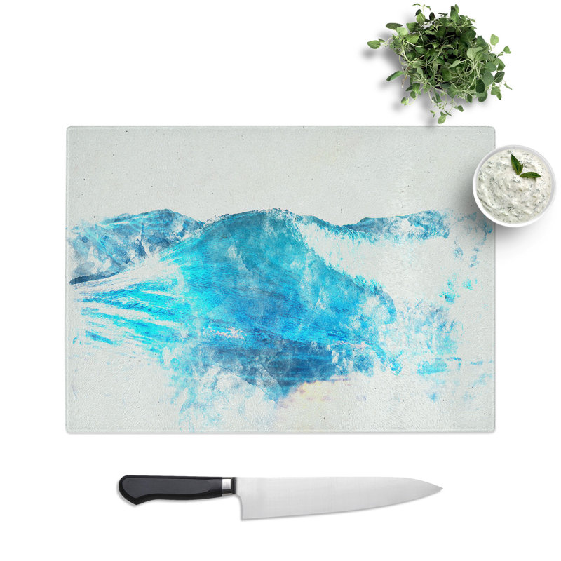 Tempered Glass Rolling Ocean Waves Chopping Board, 20 cm x 28.5 cm