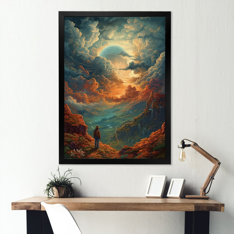 Thick Clouds Over The Valley II, reproduction d'art sur toile, H 20 po x l 12 po x P 1 po, Cadre photo noir