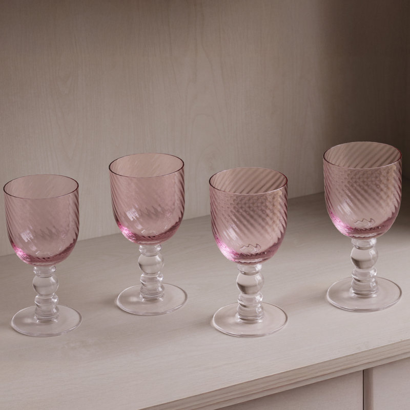Glass Wine Glass, Pink