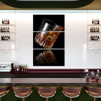 Whiskey Glass Reflection - Ensemble de 3 toiles tendues