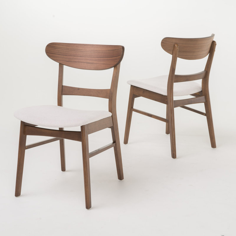 Ensemble de salle à manger pour 4 personnes Armgart, Noyer naturel, Beige clair