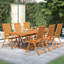 Ensemble de salle à manger de jardin en bois massif 7 pièces vidaXL 120-170 cm-283414764-283414765-319132615
