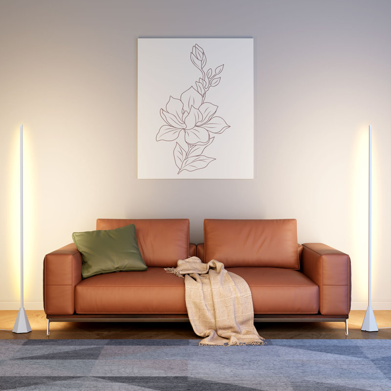 60" Dimmable LED Novelty Corner Floor Lamp With Wave Sensor And Remote Control, White