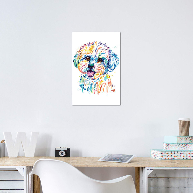 «Bichon» par Lisa Whitehouse - impression d'art graphique, Toile tendue, Pas de tapis, H 12 po x l 8 po x P 0,75 po