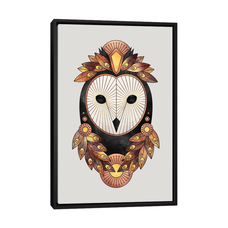 « hibou ii », impression sur toile, H 26 po x l 18 po x P 1,5 po, Toile avec cadre noir, Pas de tapis