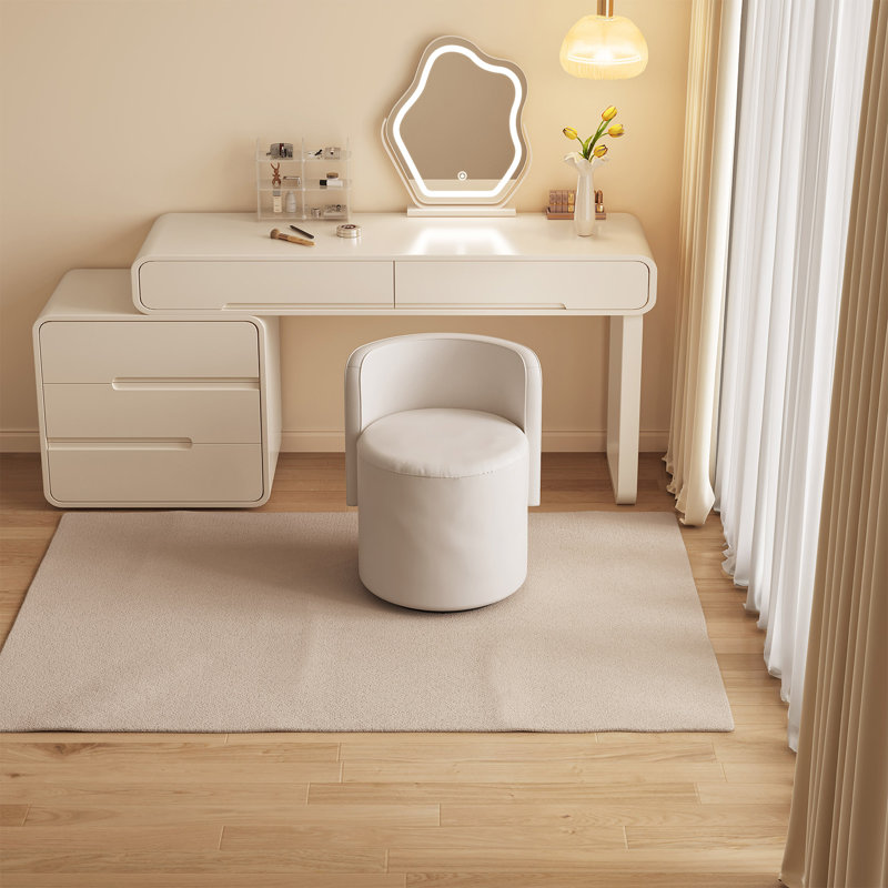 Modern Swivel Vanity Chair with Backrest, PU