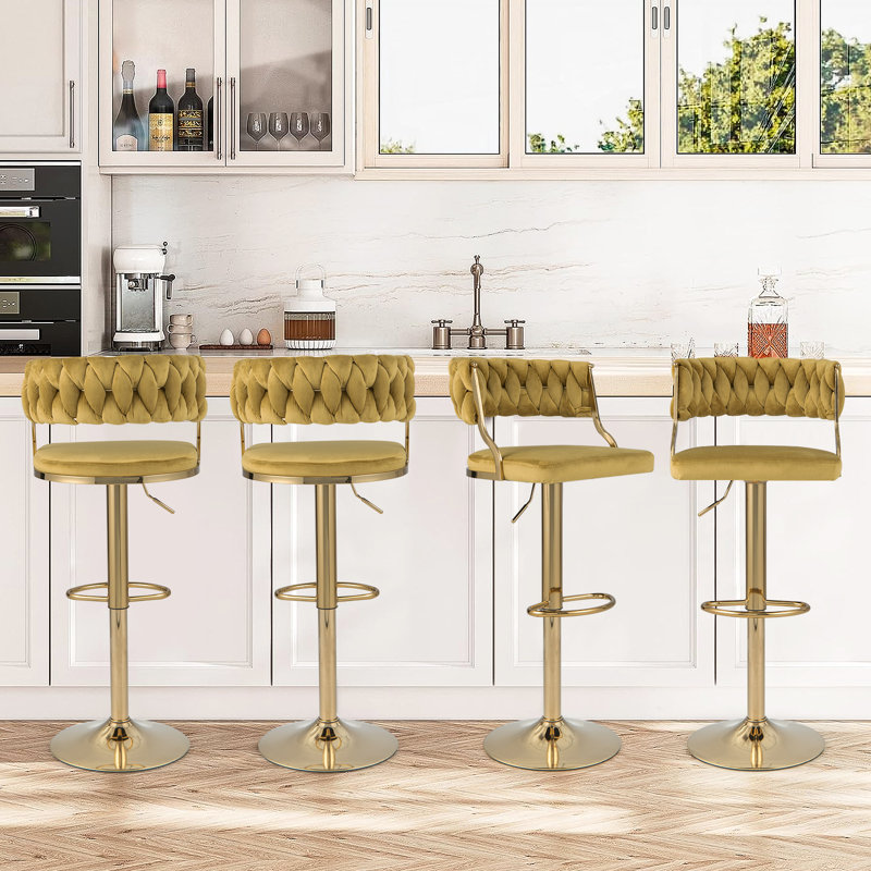 Chullora Swivel Upholstered Adjustable Height Counter Stool with Metal Frame
