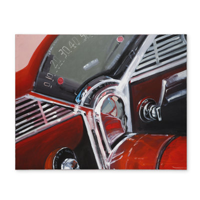 Vintage Red Car Placemat - Gray Polyester Home Decor