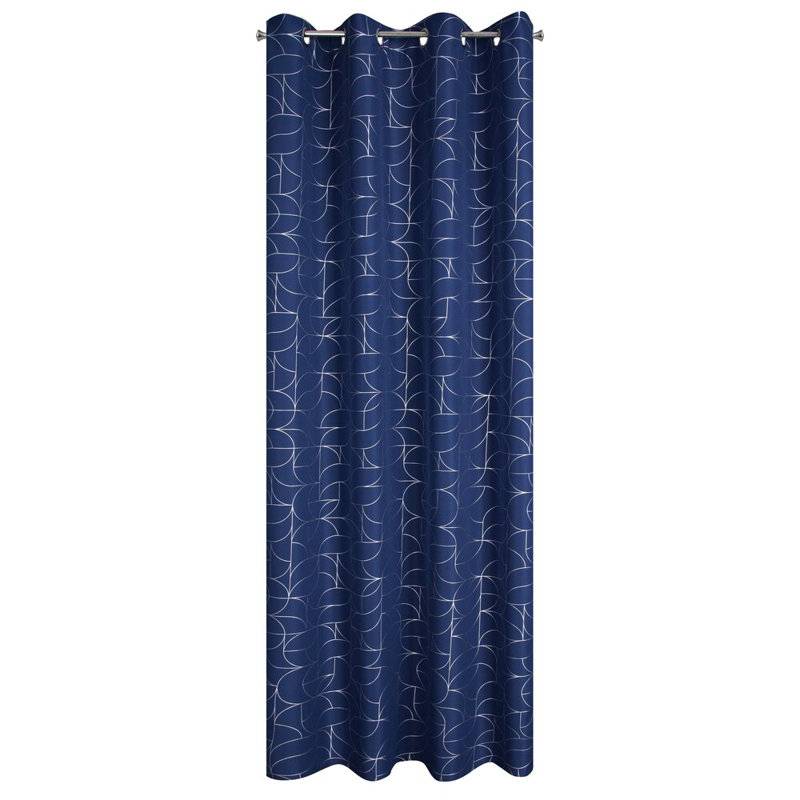 Evi Semi Sheer Curtain Single Panel, Blue/White