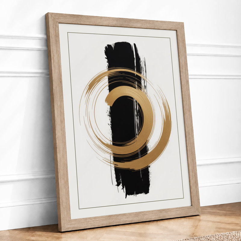 Marks and Circles Minimalist - Framed Print, A4 - 29.7 x 21.0 cm, Oak