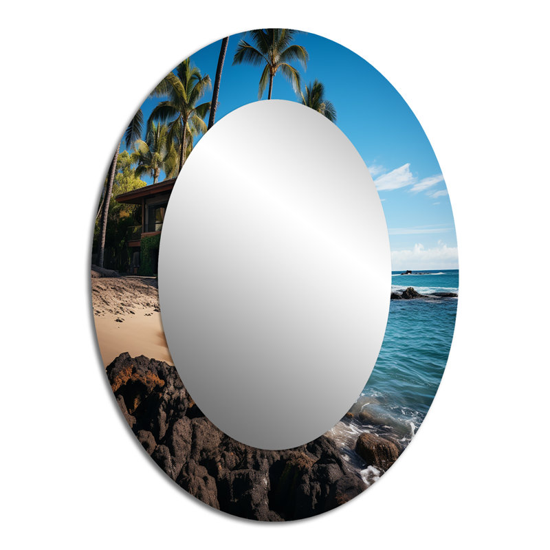 Hawaii Island Retreat - Miroir mural traditionnel ovale, 40 po x 30 po