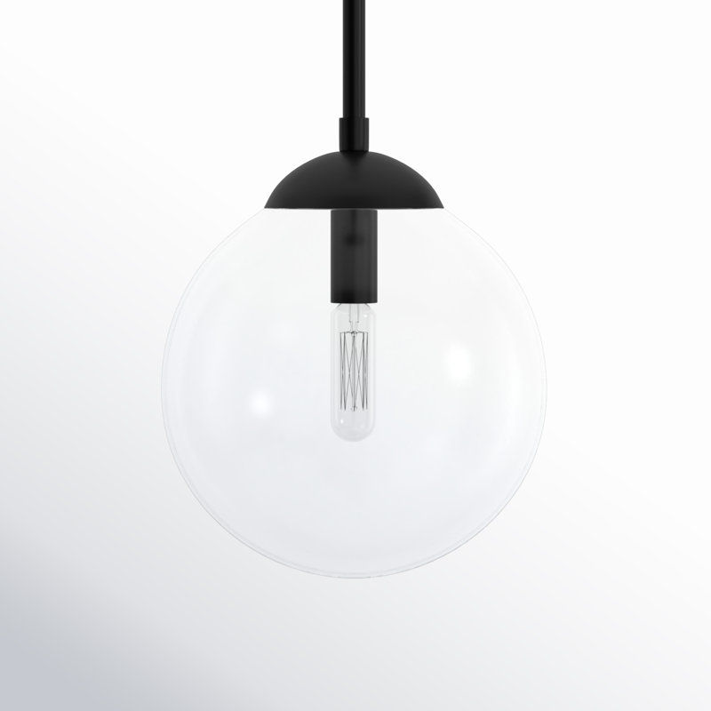 1-Light Single Globe Pendant in Matte Black, Matte Black