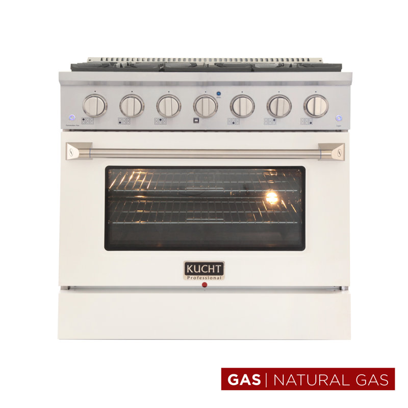 36" 5.2 Cu. Ft. Freestanding Gas, White, Natural Gas