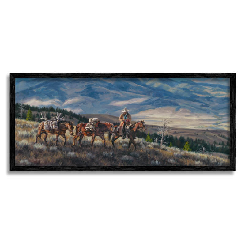 «Bountous Hunt Mountain Landscape» encadré sur bois par David Graham, peinture, H 13 po x l 30 po