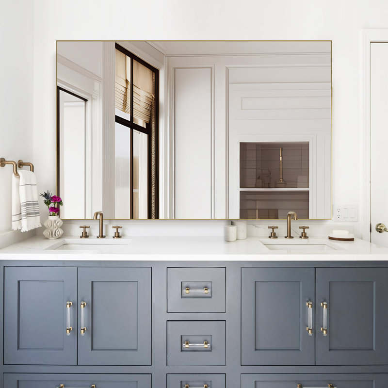 Rectangle Aluminum Framed Wall-mounted Vanity Mirrors, Gold, 48" x 84"