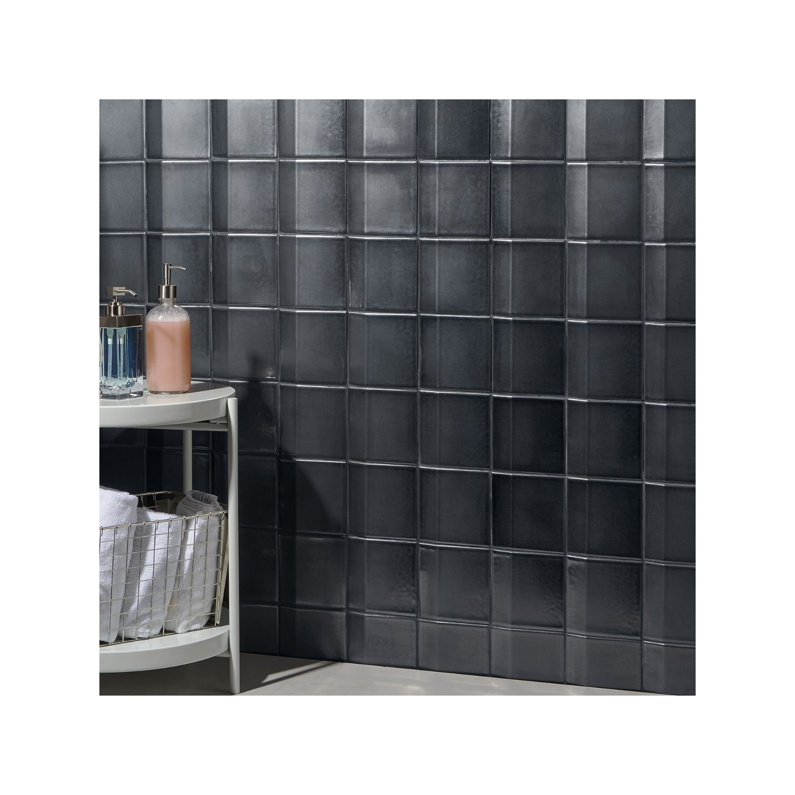 Ardor Edge 5.11 in. x 5.11 in. Metallic Porcelain 3D Wall Tile (4.12 Sq. Ft. / Case), Black