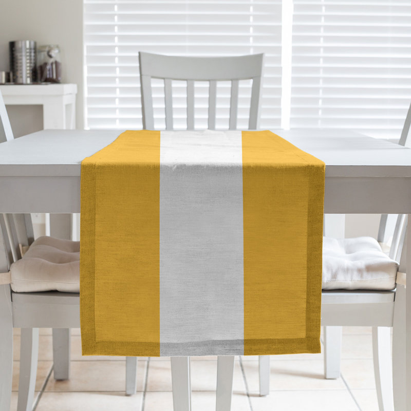 Los Angeles LA Basketball Table Runner, 90" L x 16" W, Gold/White/Gold, Poly Twill
