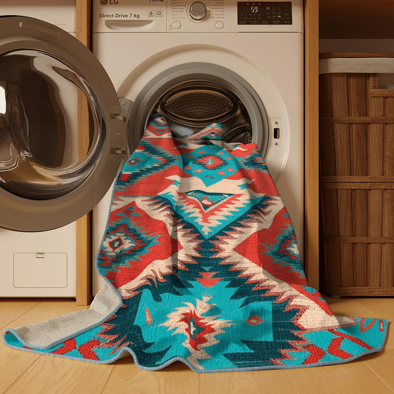 Washable Zuni Diamonds Southwestern Area Rug, Square 3'
