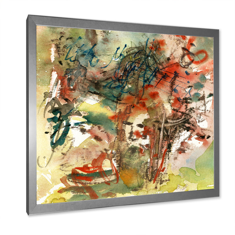 «Music Abstract Paint III» - Décoration murale moderne et contemporaine en toile, Cadre photo argenté