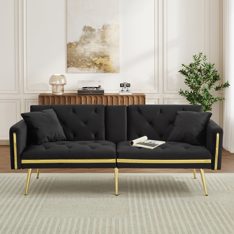 2 Seater Velvet Loveseat, Black