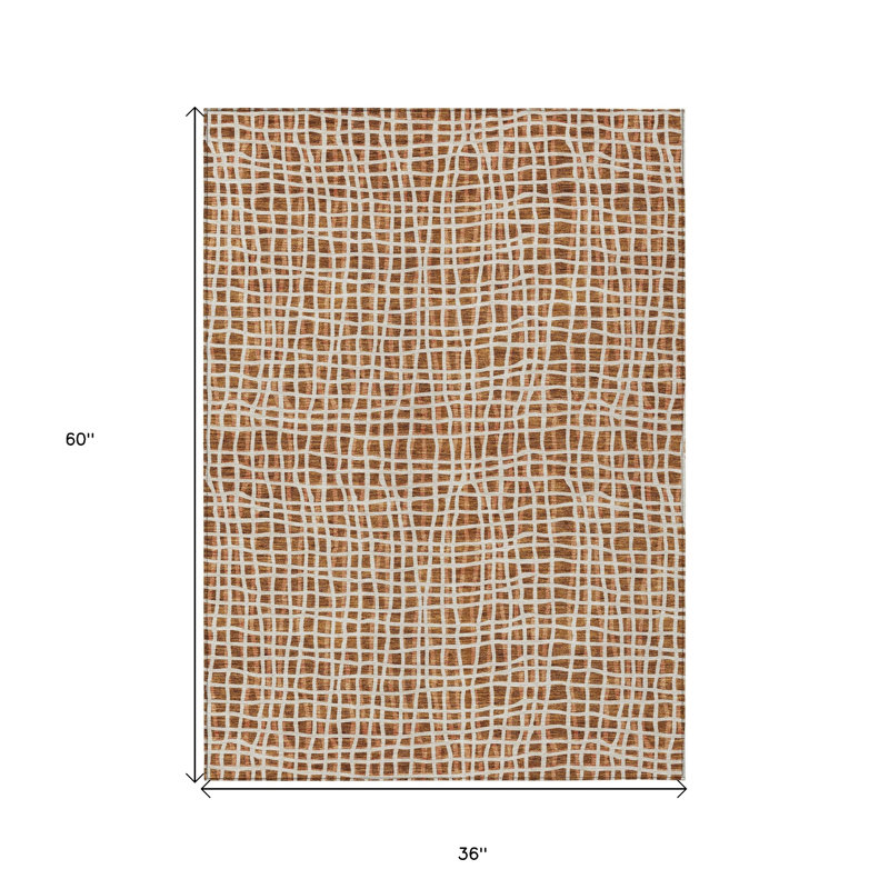 Tapis intérieur lavable rayé beige 3 pi x 5 pi
