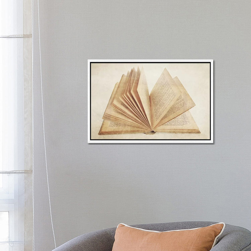 Open Book - Print on Canvas, 66.04 cm H x 45.72 cm W, White Framed