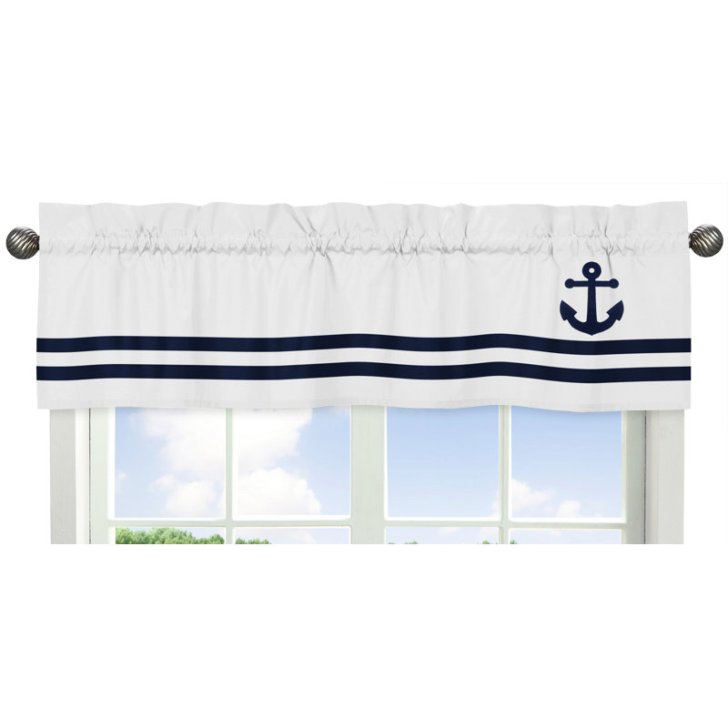 Nautical Navy and White Anchor Window Valance