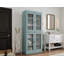 Armoire de salle de bain autoportante 100% bois massif 32 "avec portes en verre givré et tablettes réglables - Rangement de salle de bain moderne-275881778
